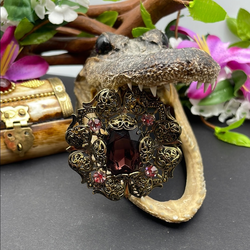 Czech glass filigree brooch